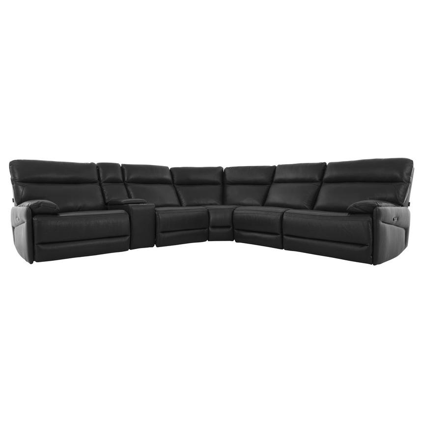 Benz Dark Gray Leather Power Reclining Sectional with 6PCS/2PWR  main image, 1 of 12 images.