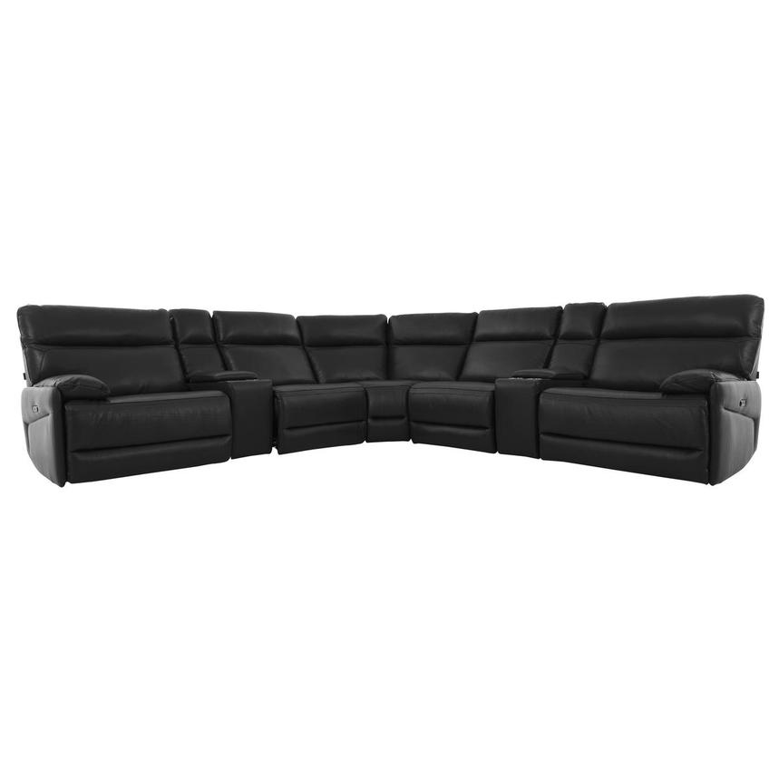Benz Dark Gray Leather Power Reclining Sectional with 7PCS/3PWR  main image, 1 of 12 images.