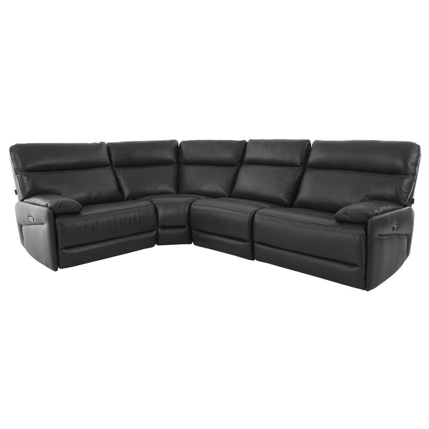 Benz Dark Gray Leather Power Reclining Sectional with 4PCS/2PWR  main image, 1 of 9 images.