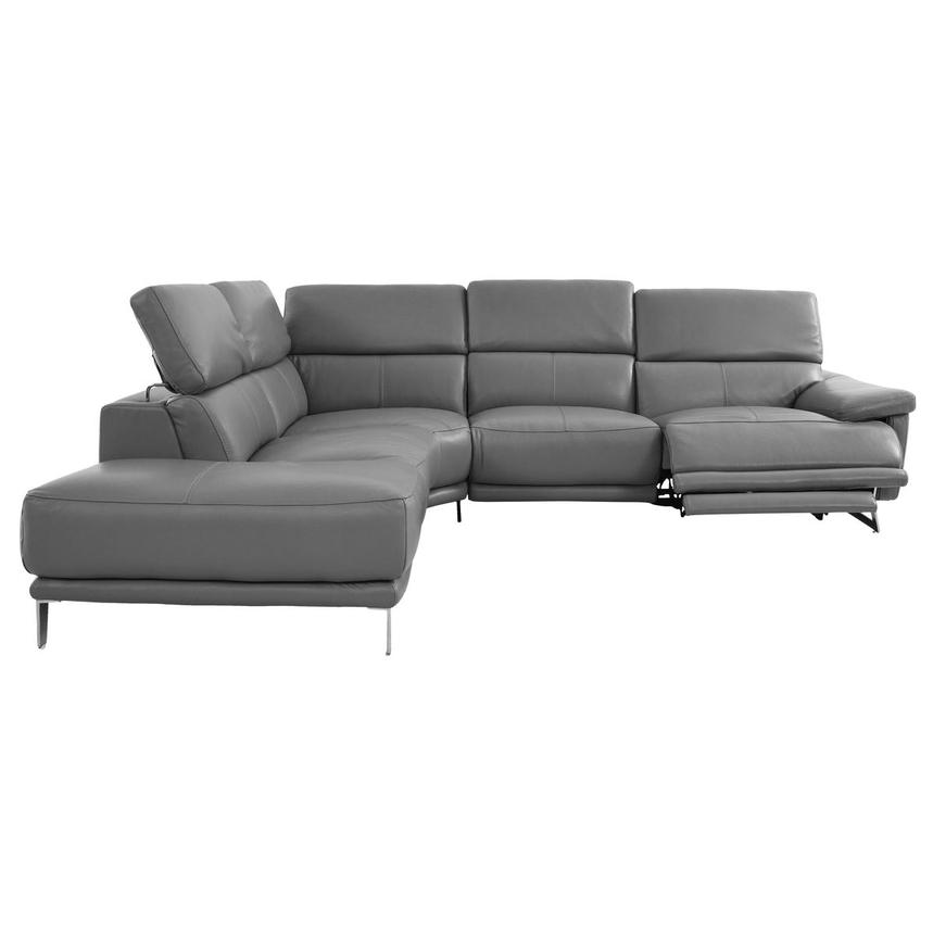 Gabrielle Gray Leather Power Reclining Sofa w/Left Chaise  alternate image, 4 of 11 images.