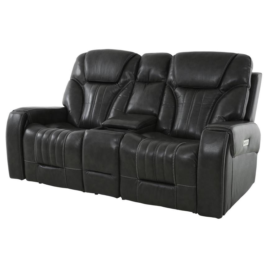 Bruce Power Reclining Leather Sofa w/Console | El Dorado Furniture