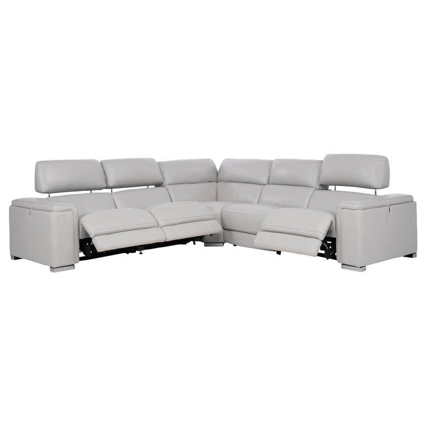 Charlette Silver Leather Power Reclining Sectional  alternate image, 2 of 9 images.