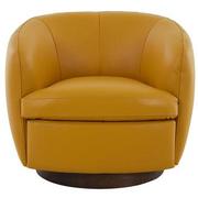 Leyla Yellow Leather Accent Chair  alternate image, 2 of 9 images.