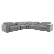 Charlie Light Gray Leather Power Reclining Sectional with 7PCS/3PWR  main image, 1 of 15 images.