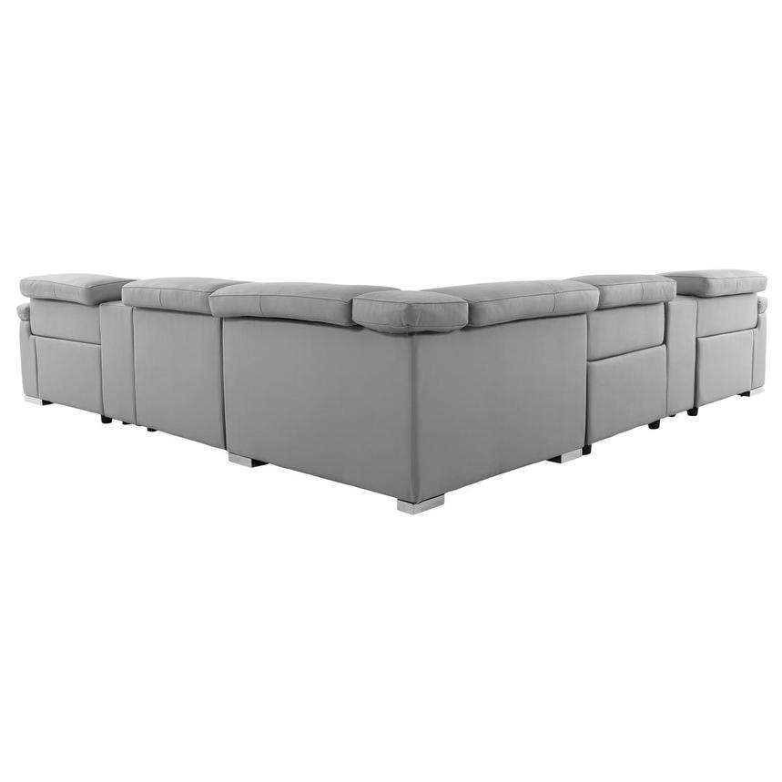 Charlie Light Gray Leather Power Reclining Sectional with 7PCS/3PWR  alternate image, 4 of 15 images.