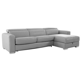 Bay Harbor Silver Leather Sleeper w/Right Chaise