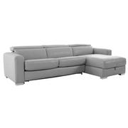 Bay Harbor Silver Leather Sleeper w/Right Chaise  main image, 1 of 13 images.