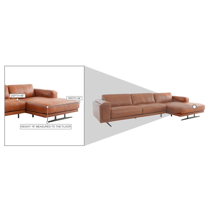 Symphony Leather Sofa w/Right Chaise  alternate image, 19 of 19 images.