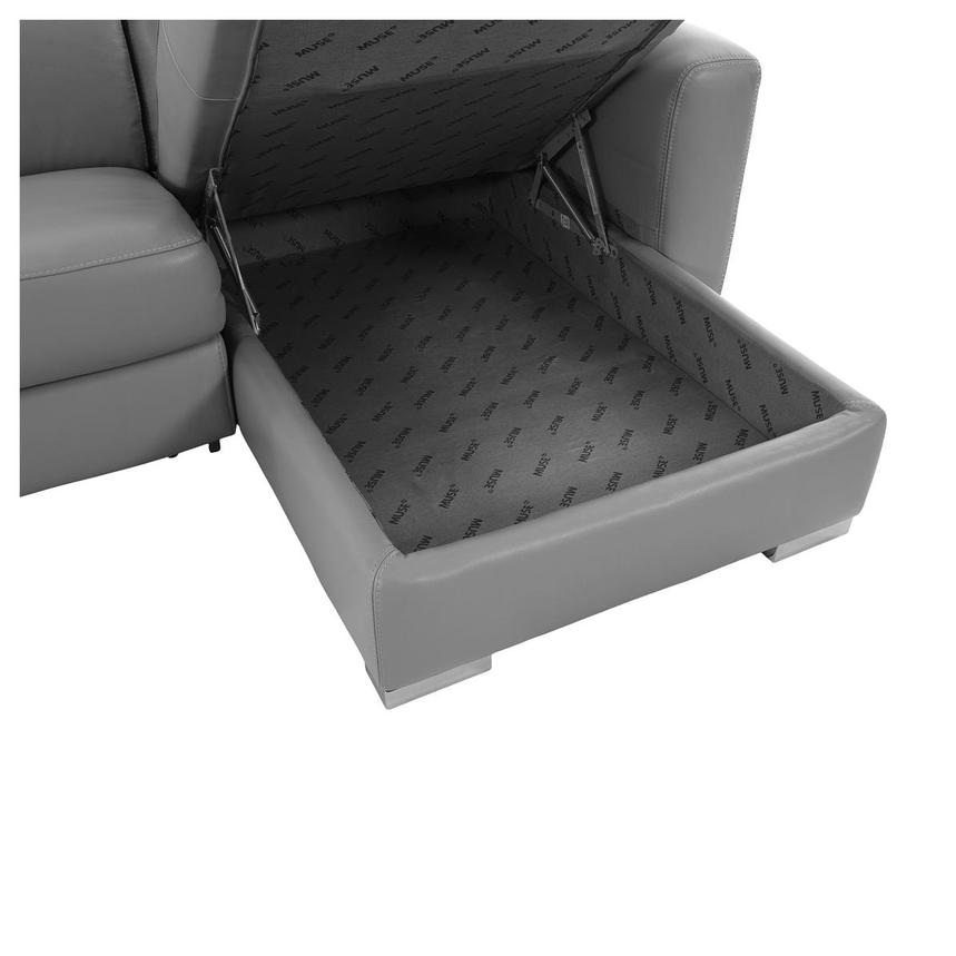 Bay Harbor Silver Leather Sleeper w/Right Chaise alternate image, 10 of 13 images.