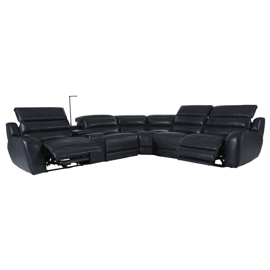Cosmo II Blueberry Leather Power Reclining Sectional with 6PCS/2PWR  alternate image, 3 of 20 images.