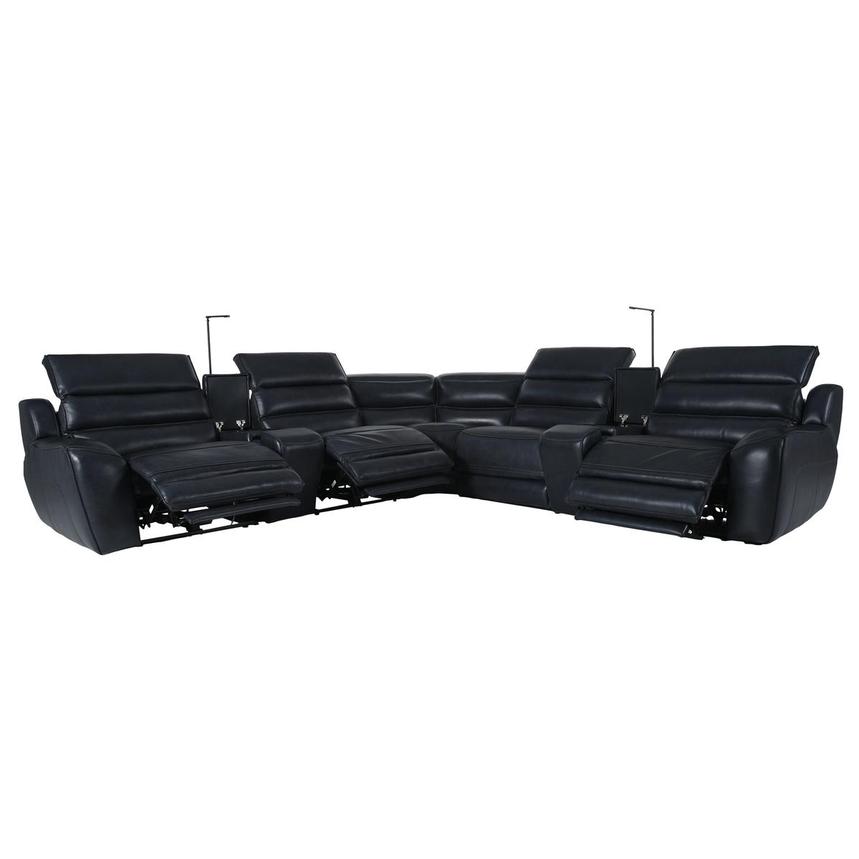 Cosmo II Blueberry Leather Power Reclining Sectional with 7PCS/3PWR  alternate image, 3 of 20 images.