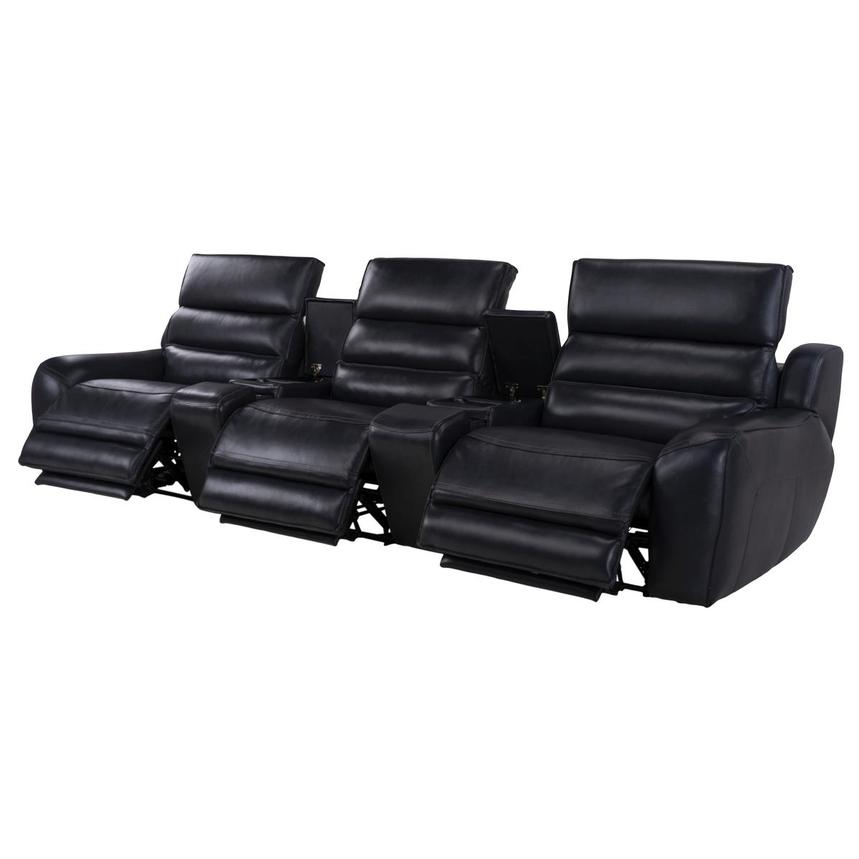 Cosmo II Blueberry Home Theater Leather Seating with 5PCS/3PWR  alternate image, 3 of 11 images.