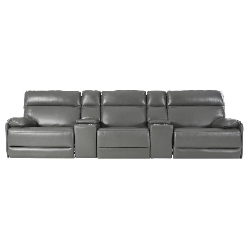 Benz Gray Home Theater Leather Seating with 5PCS/2PWR  main image, 1 of 13 images.