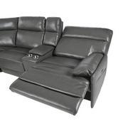 Benz Gray Leather Power Reclining Sectional with 5PCS/3PWR  alternate image, 6 of 10 images.