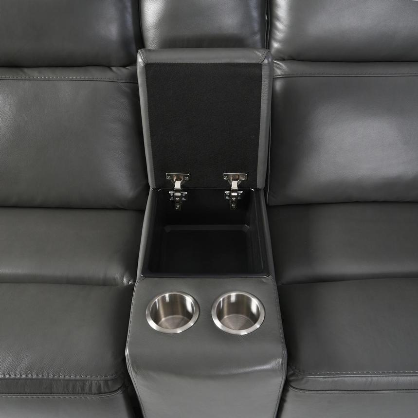 Benz Gray Leather Power Reclining Sectional with 6PCS/3PWR alternate image, 9 of 13 images.
