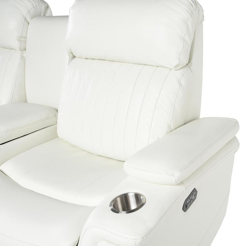 Obsidian II White Leather Power Reclining Loveseat  alternate image, 4 of 9 images.