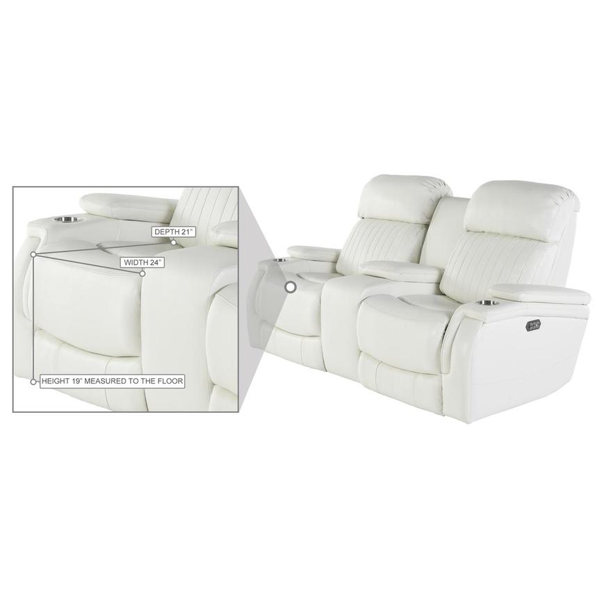 Obsidian II White Leather Power Reclining Loveseat  alternate image, 9 of 9 images.