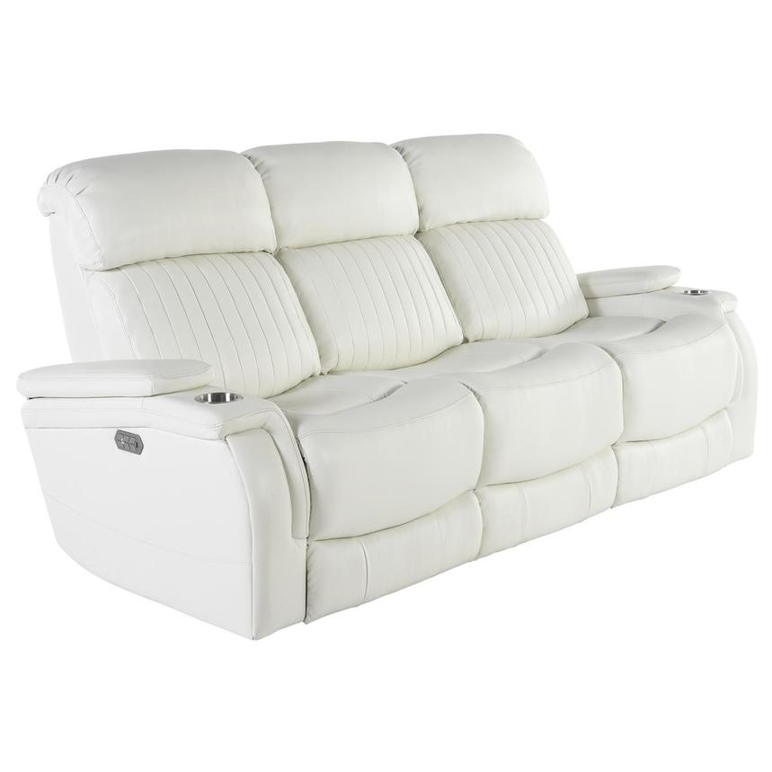 Obsidian II White Leather Power Reclining Sofa  alternate image, 2 of 9 images.