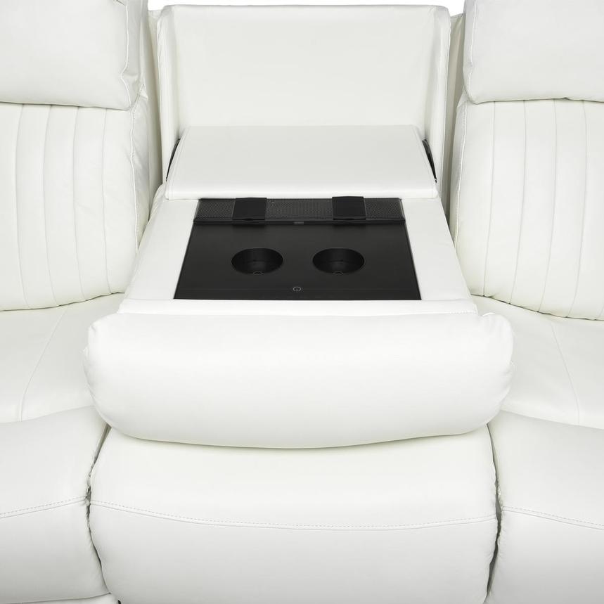 Obsidian II White Leather Power Reclining Sofa  alternate image, 4 of 9 images.