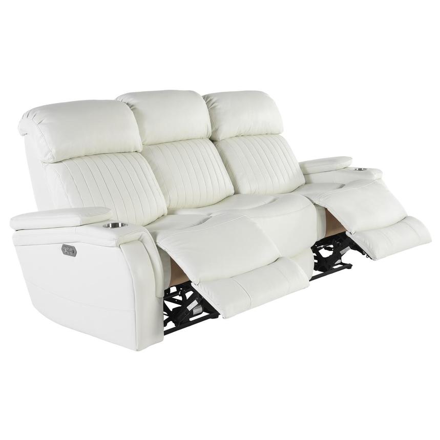 Obsidian II White Leather Power Reclining Sofa El Dorado Furniture