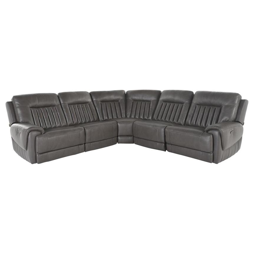 Devin Gray Leather Corner Sofa with 5PCS/3PWR  main image, 1 of 5 images.