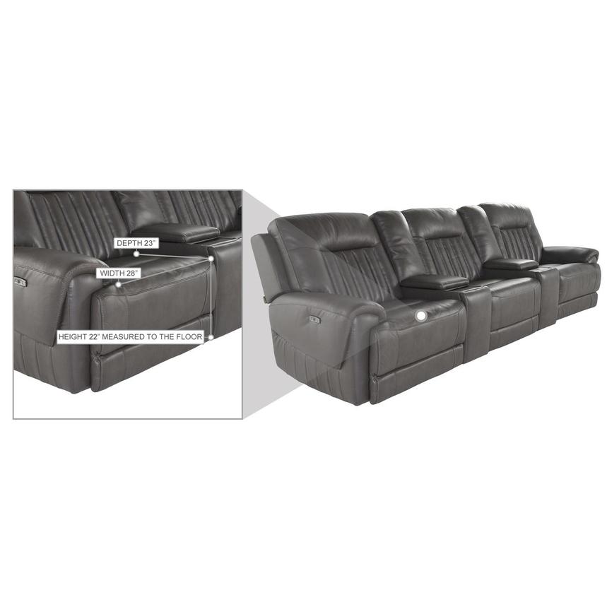 Devin Gray Home Theater Leather Seating with 5PCS/2PWR  alternate image, 7 of 7 images.