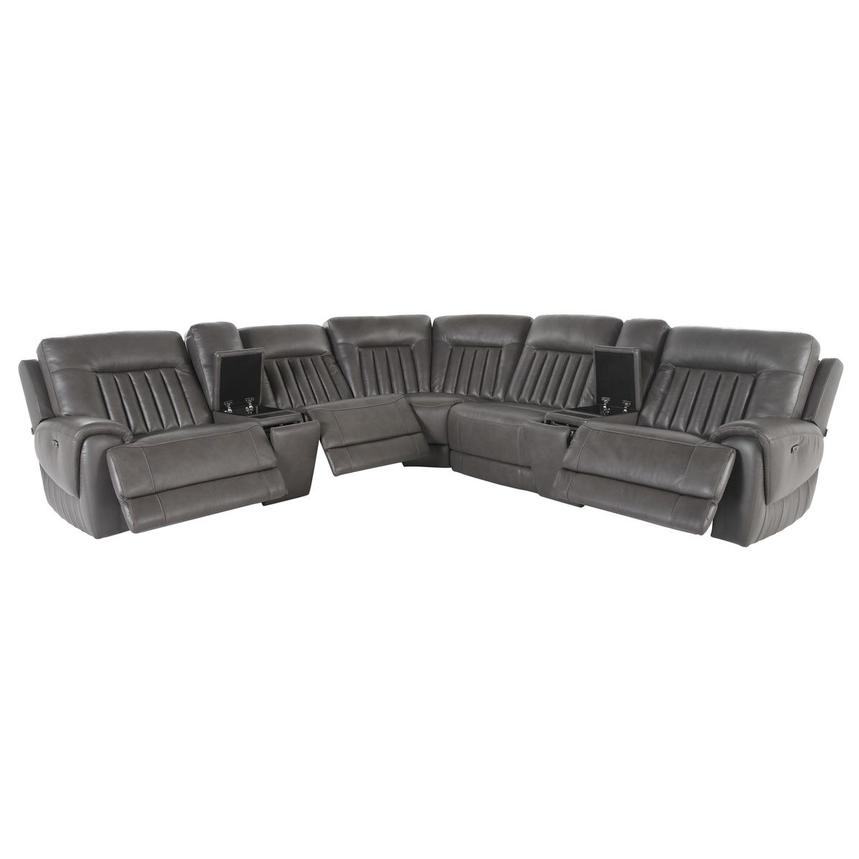 Devin Leather Corner Sofa with 7PCS/3PWR  alternate image, 2 of 7 images.