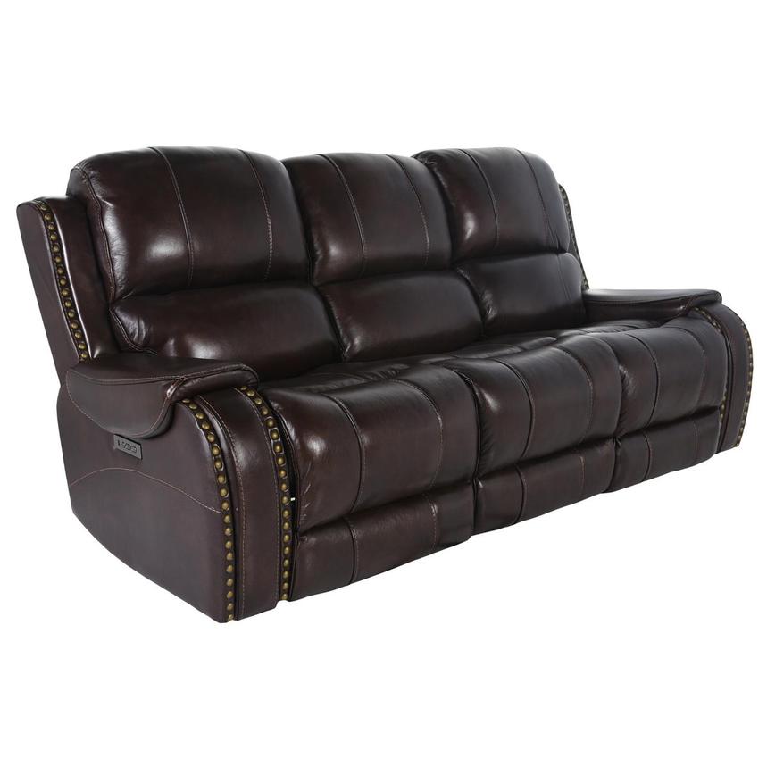 Durham Brown Leather Power Reclining Sofa  alternate image, 2 of 6 images.