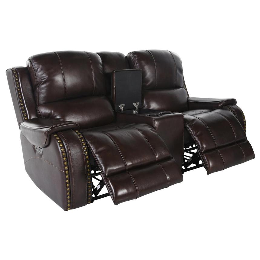 Durham Leather Power Reclining Sofa w/Console  alternate image, 3 of 6 images.