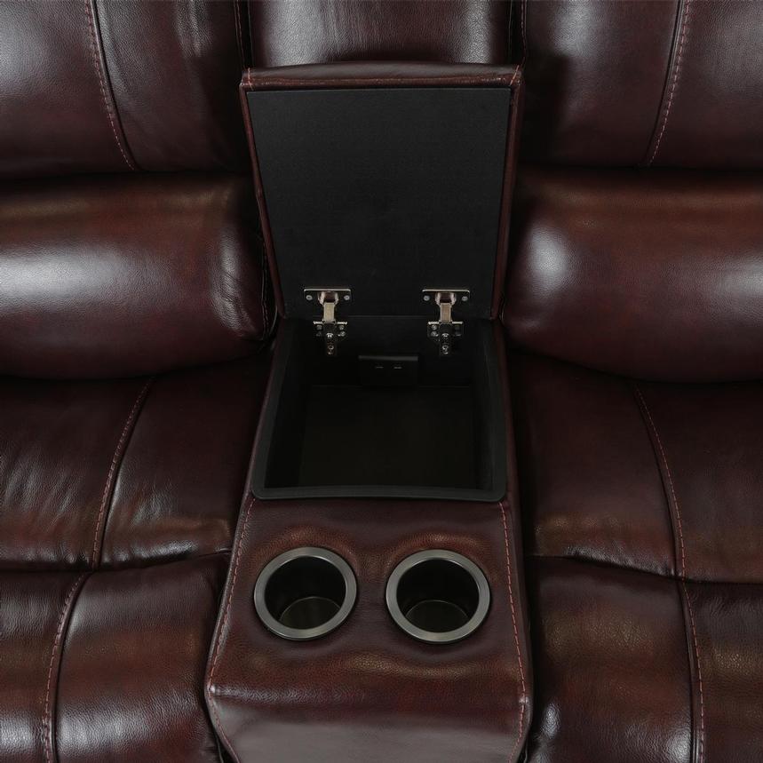 Durham Brown Leather Power Reclining Sofa w/Console alternate image, 5 of 6 images.