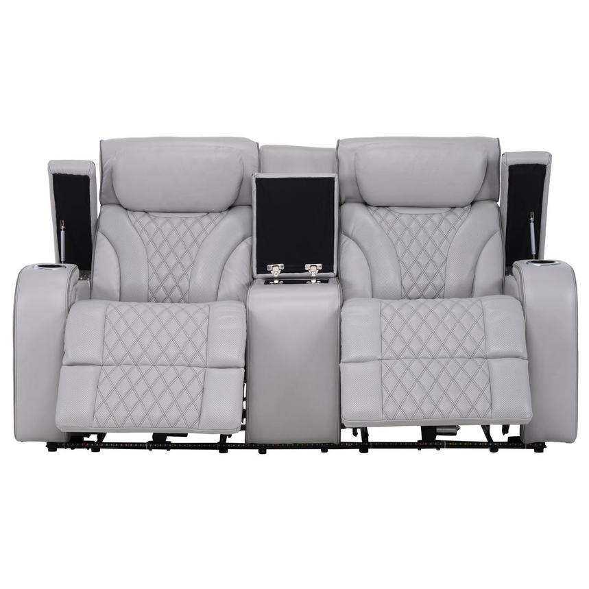 Pummel Gray Leather Power Reclining Loveseat alternate image, 5 of 13 images.