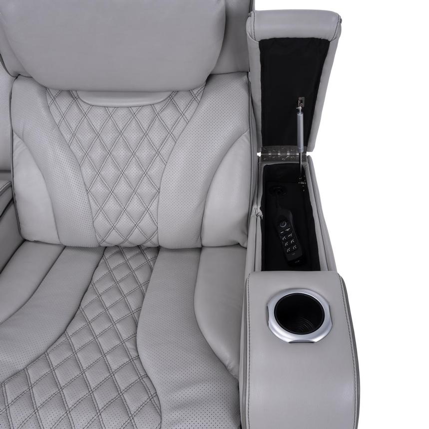 Pummel Gray Leather Power Reclining Loveseat alternate image, 8 of 13 images.