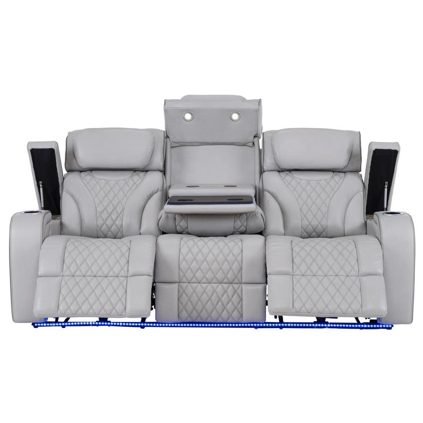 Pummel Gray Leather Power Reclining Sofa alternate image, 5 of 14 images.