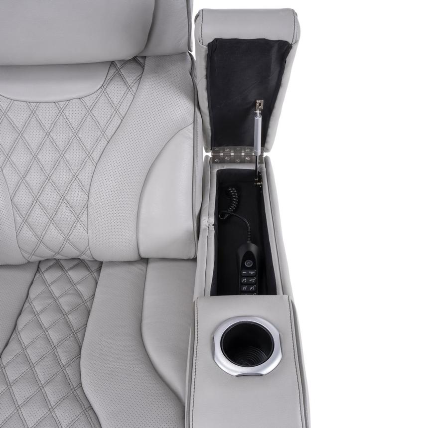 Pummel Gray Leather Power Reclining Sofa alternate image, 8 of 14 images.