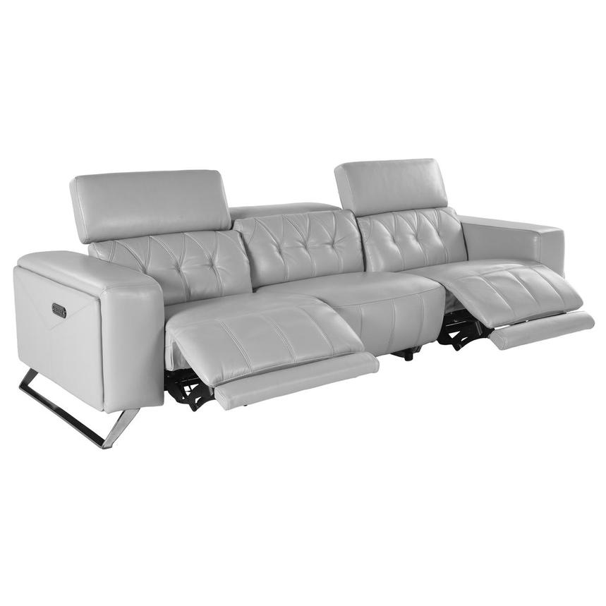 Anchi Silver Oversized Leather Sofa w/2PWR  alternate image, 3 of 5 images.