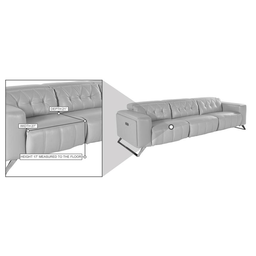Anchi Silver Oversized Leather Sofa w/3PWR  alternate image, 5 of 9 images.