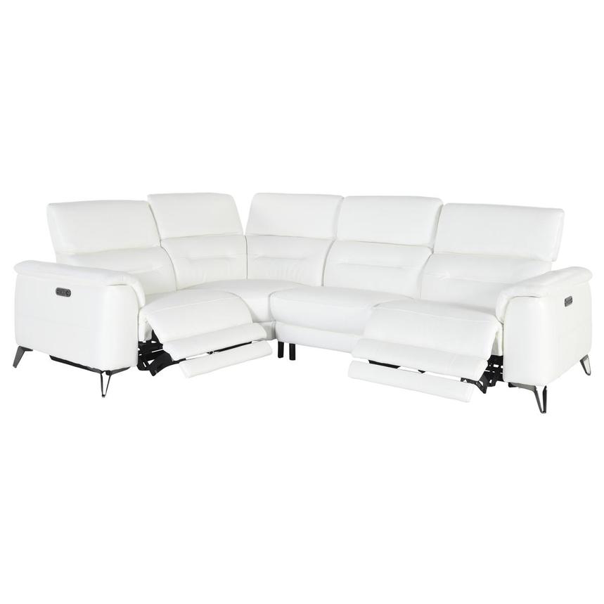 Anabel White Leather Power Reclining Sectional with 4PCS/2PWR  alternate image, 2 of 5 images.