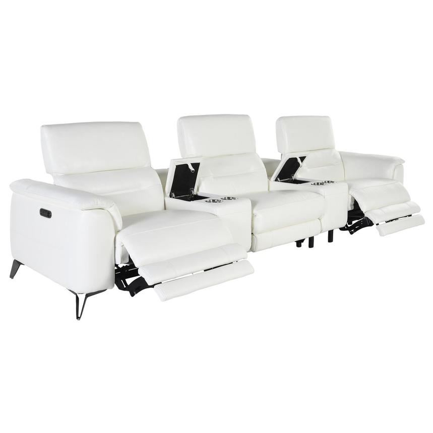 Anabel White Home Theater Leather Seating with 5PCS/2PWR | El