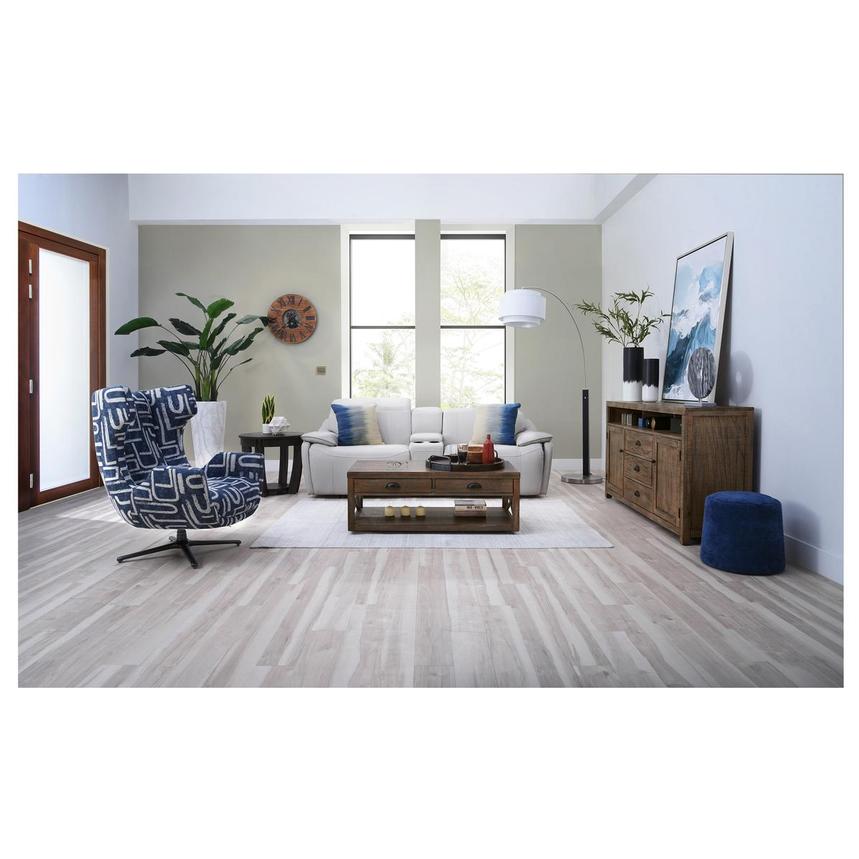 Austin Light Gray Leather Power Reclining Sofa w/Console  alternate image, 2 of 5 images.