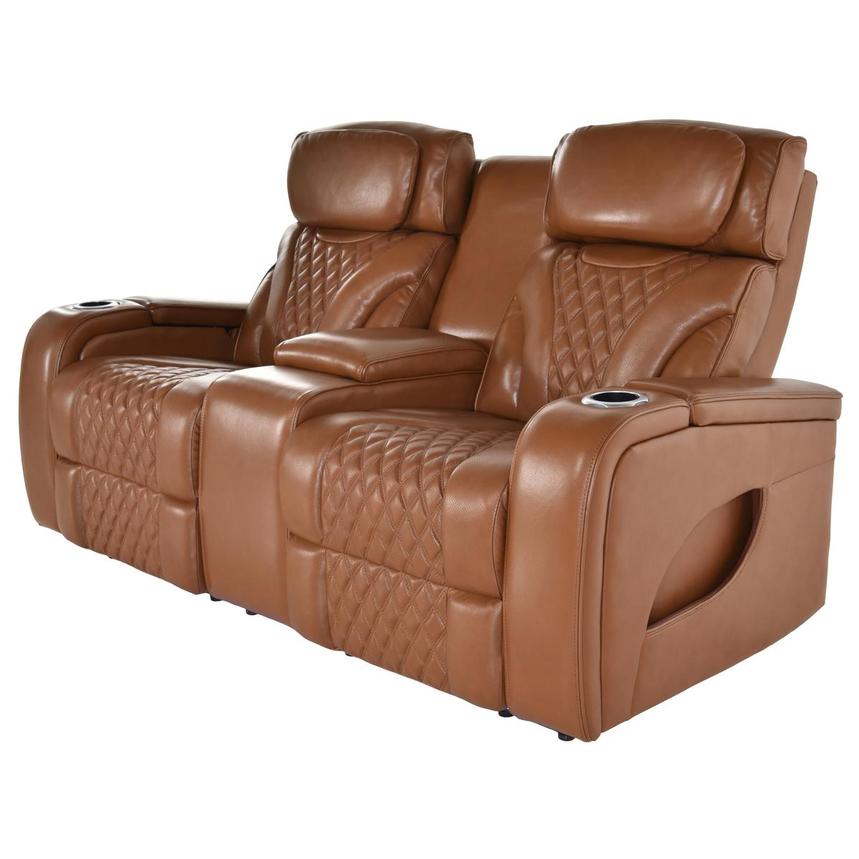 Pummel Tan Leather Power Reclining Loveseat | El Dorado Furniture