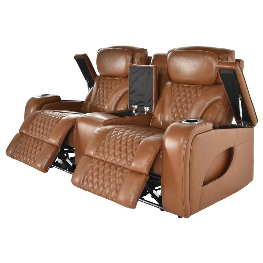 Pummel Tan Leather Power Reclining Loveseat alternate image, 3 of 9 images.