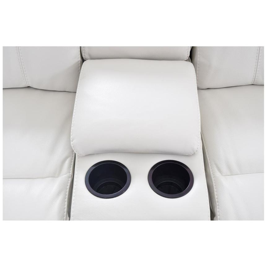 Austin Light Gray Leather Power Reclining Sofa w/Console alternate image, 3 of 5 images.