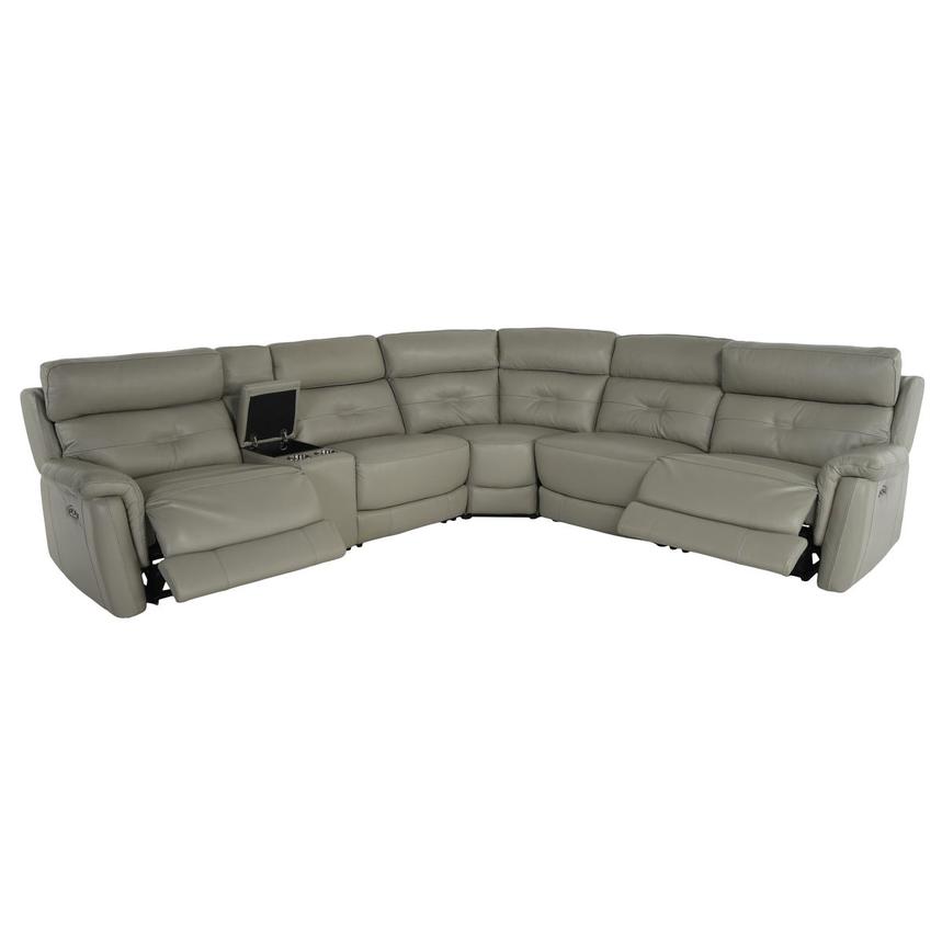Naya Taupe Leather Power Reclining Sectional with 6PCS/2PWR alternate image, 2 of 5 images.