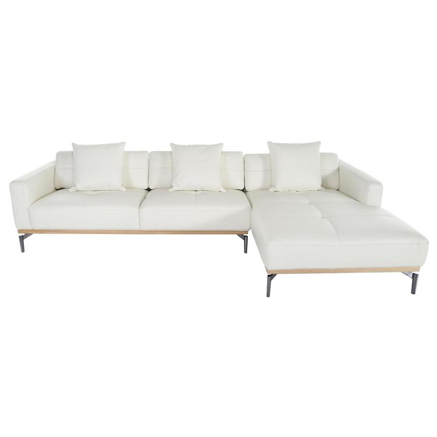 Nate White Leather Corner Sofa w/Right Chaise  alternate image, 2 of 7 images.