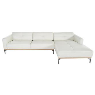 Nate White Leather Corner Sofa w/Right Chaise