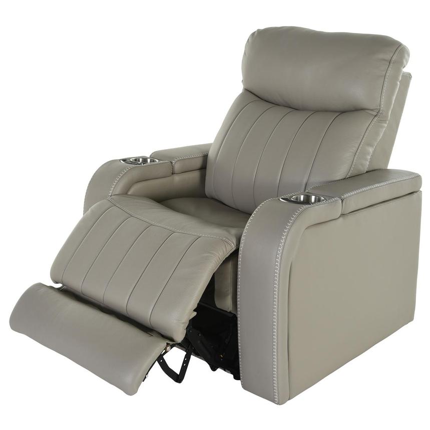Santiago Gray Leather Power Recliner alternate image, 3 of 8 images.