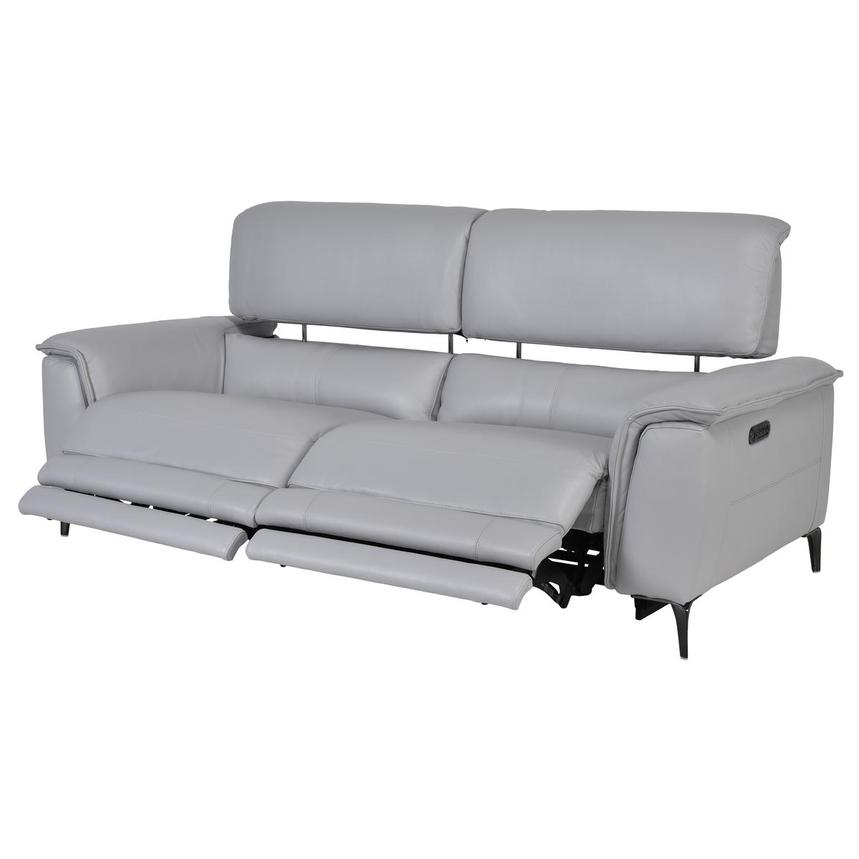Clayton Light Gray Leather Power Reclining Sofa  alternate image, 3 of 8 images.