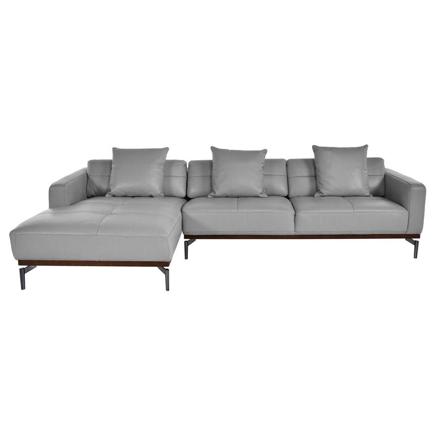 Nate Gray Leather Corner Sofa w/Left Chaise  alternate image, 2 of 13 images.