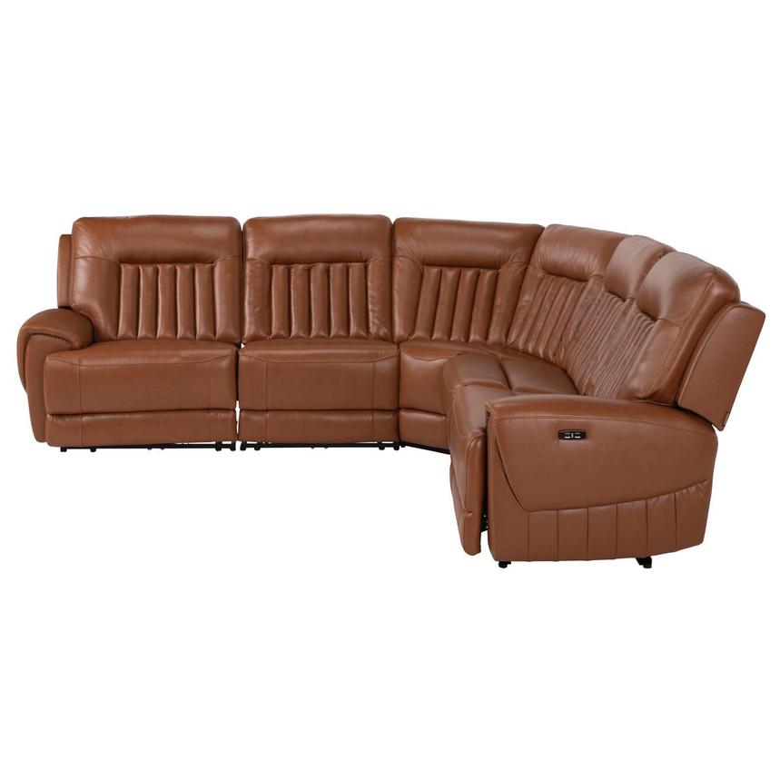 Devin Tan Leather Corner Sofa with 5PCS/3PWR  alternate image, 2 of 8 images.