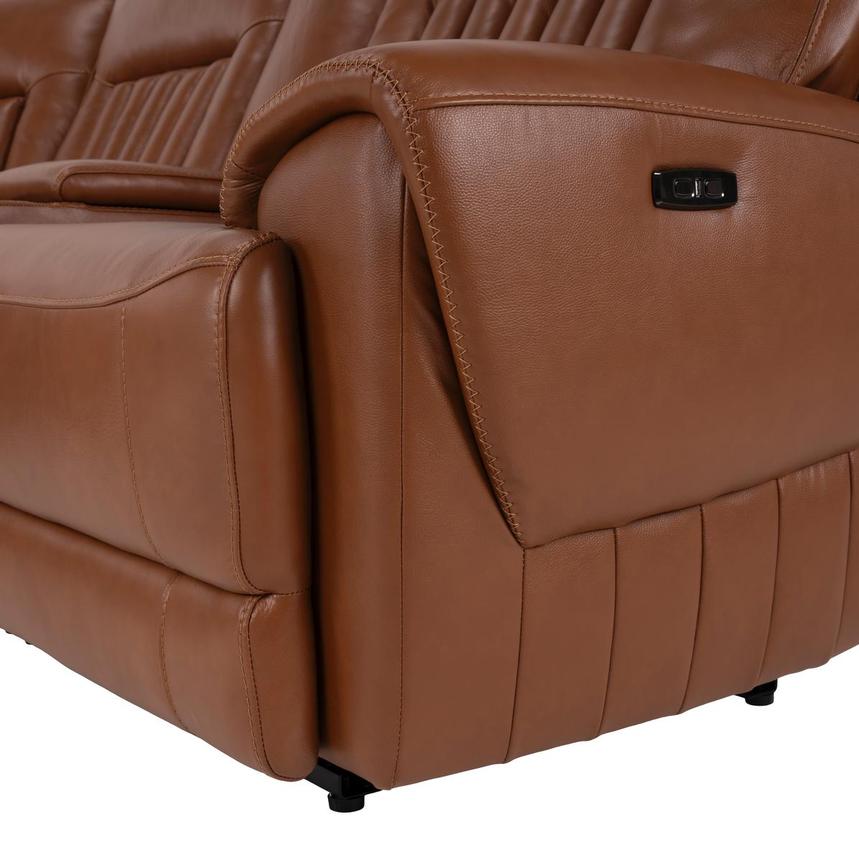 Devin Tan Leather Corner Sofa with 4PCS/2PWR  alternate image, 7 of 9 images.